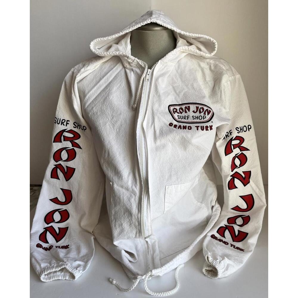 Ron Jon Surf Shop Grand Turk Full Zipper Beach Hoodie with Long Sleeves in White